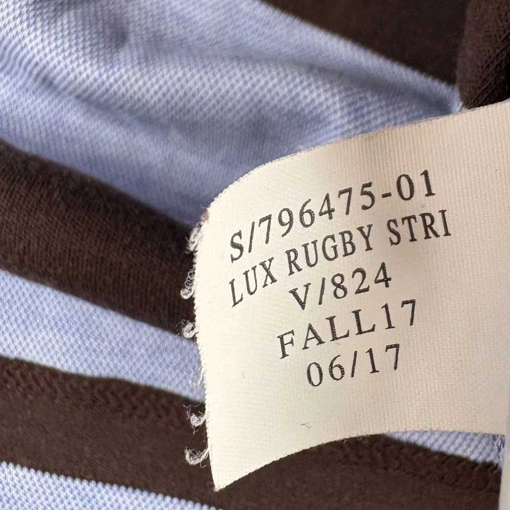 Banana Republic Lux‎ Rugby Stripe Polo Shirt Men L Brown Standard Fit Preppy Y2K